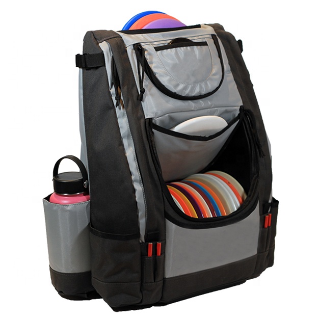Trendy Chic Red Black Waterproof 1823 Disc Golf Bag Organization With Large Extra Upper Pouch and Insulated Water Bottle Pocket