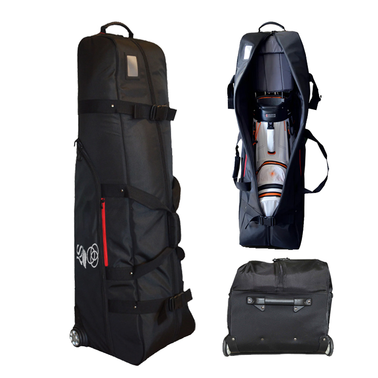 Hot Sale Golf Club Travel Case Cover Cart Bag Soft Padded Abrison Base Toiletry Upgraded Rubber 2 Smooth Wheels Waterproof 1680D