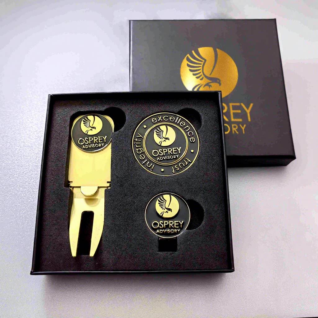 Customized Luxury Golf Club Gift Set Sport Divot Repair Tool Cigar Holder Made Zinc Alloy Metal Stainless Steel Iron
