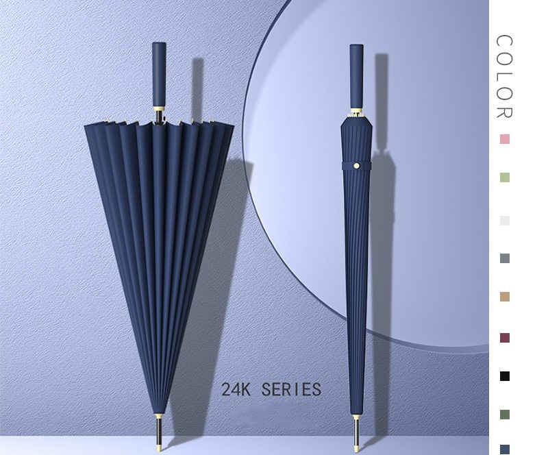 Durable 24-Bone Golf Umbrella Wind-Resistant Waterproof Lightweight Uv Protective Fiberglass Frame Stylish Design