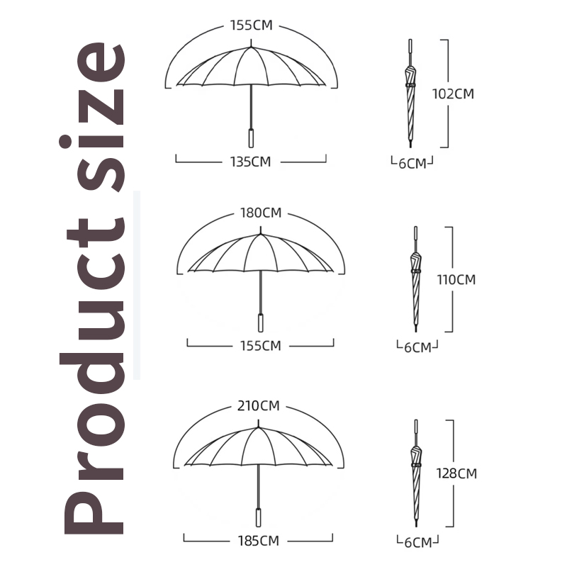 Windproof UV Protection Golf Umbrella with Custom Printing / Super Large 185cm Umbrella for Rain and Sun