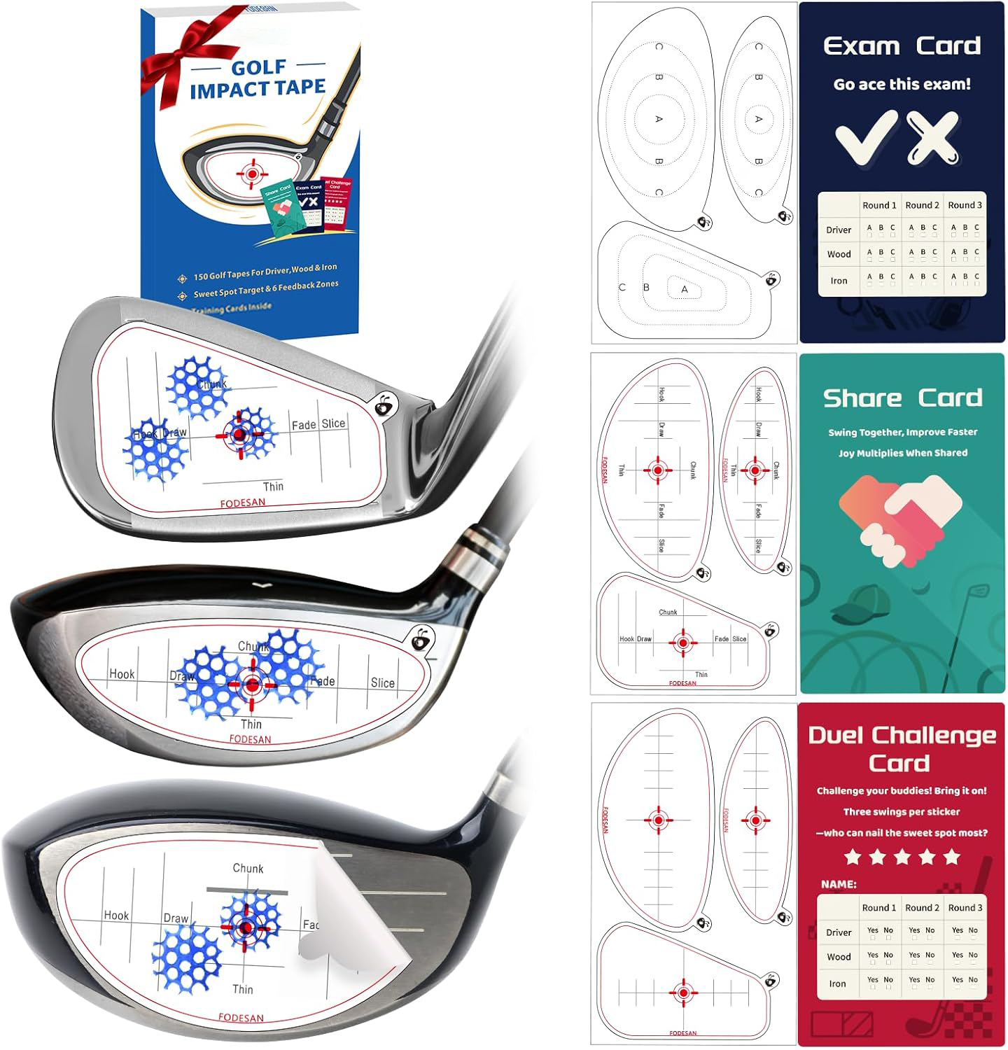 No-Residue Golf Impact Tape - 2026 Innovative High-Resolution Strike Stickers - Instant Swing Feedback