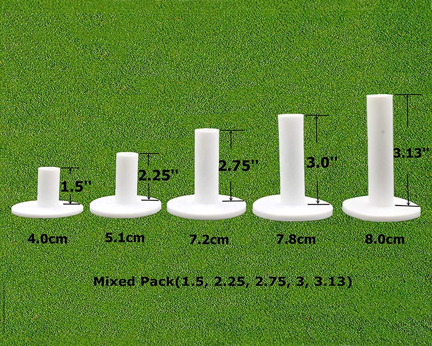 Wholesale Amrta Durable Unbreakable Golf Rubber Tees (White/Black) Multi Sizes for Artificial Turf Golf Mats