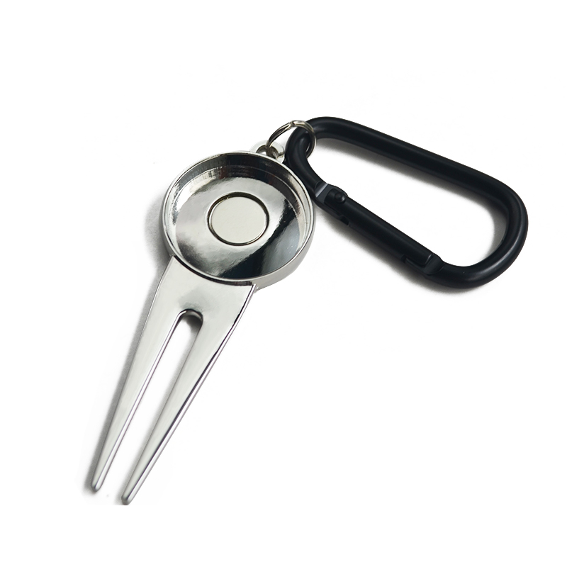 Factory Zinc Alloy Metal Golf Divot Repair Tools with Custom Ball Marker Black Golf Pitchfork Golf Accessory