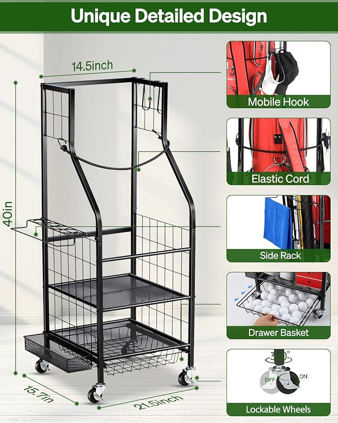 Golf Bags Storage Garage Organizer Golf Bag Stand Fit Single Golf Bags Storage Rack With Wheels
