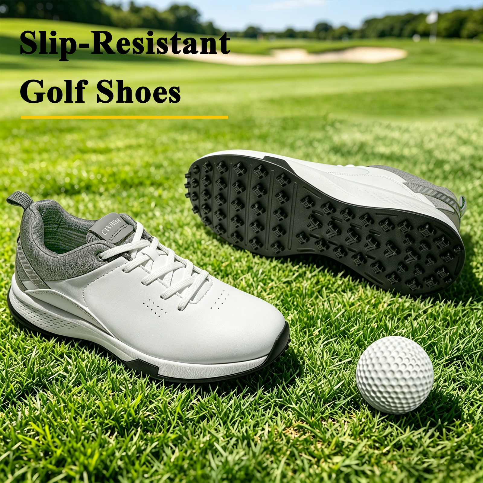 Men's Performance Golf Shoes Spike Less Golf Trainers with Enhanced Traction Outsole Athletic Shoes for Course and Driving Range