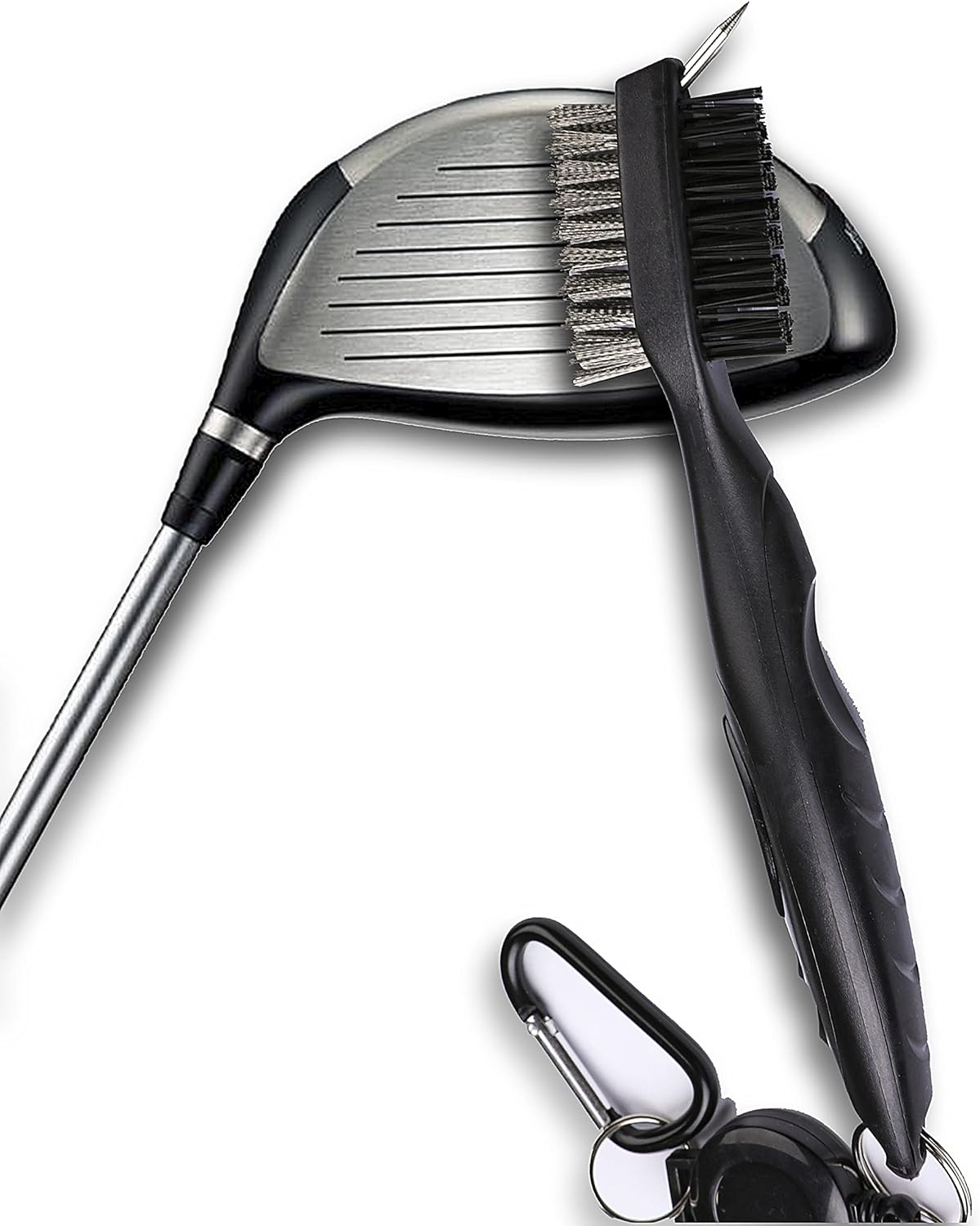 Golf Towel and Brush Set Microfiber Waffle Weave Cleaning Cloth Retractable Club Cleaner Kit Carabiner Clip Wholesale OEM