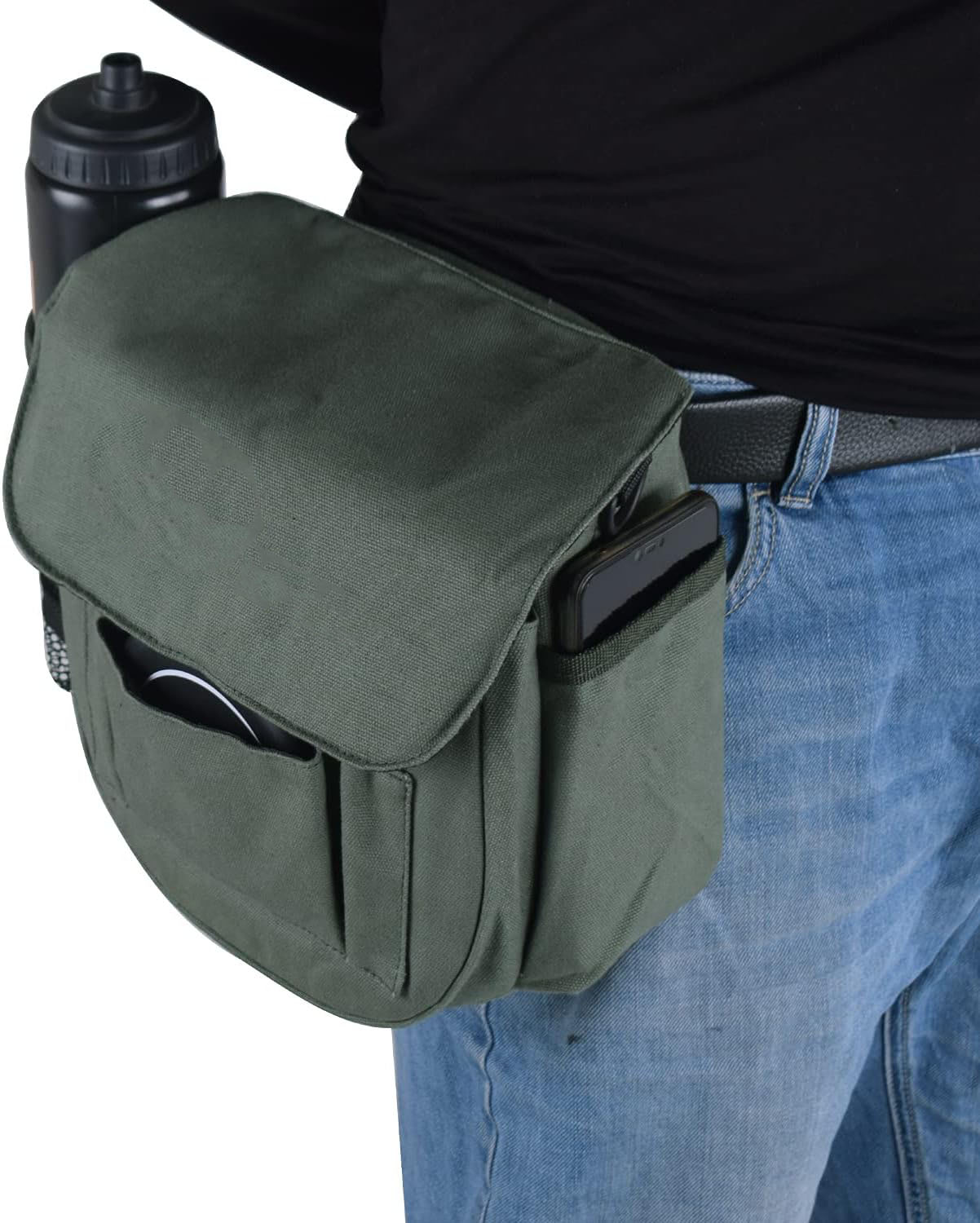 Portable Lightweight Durable Canvas Disc Golf Bag 6+ Disc Capacity Water Bottle Holder Accessory Slots