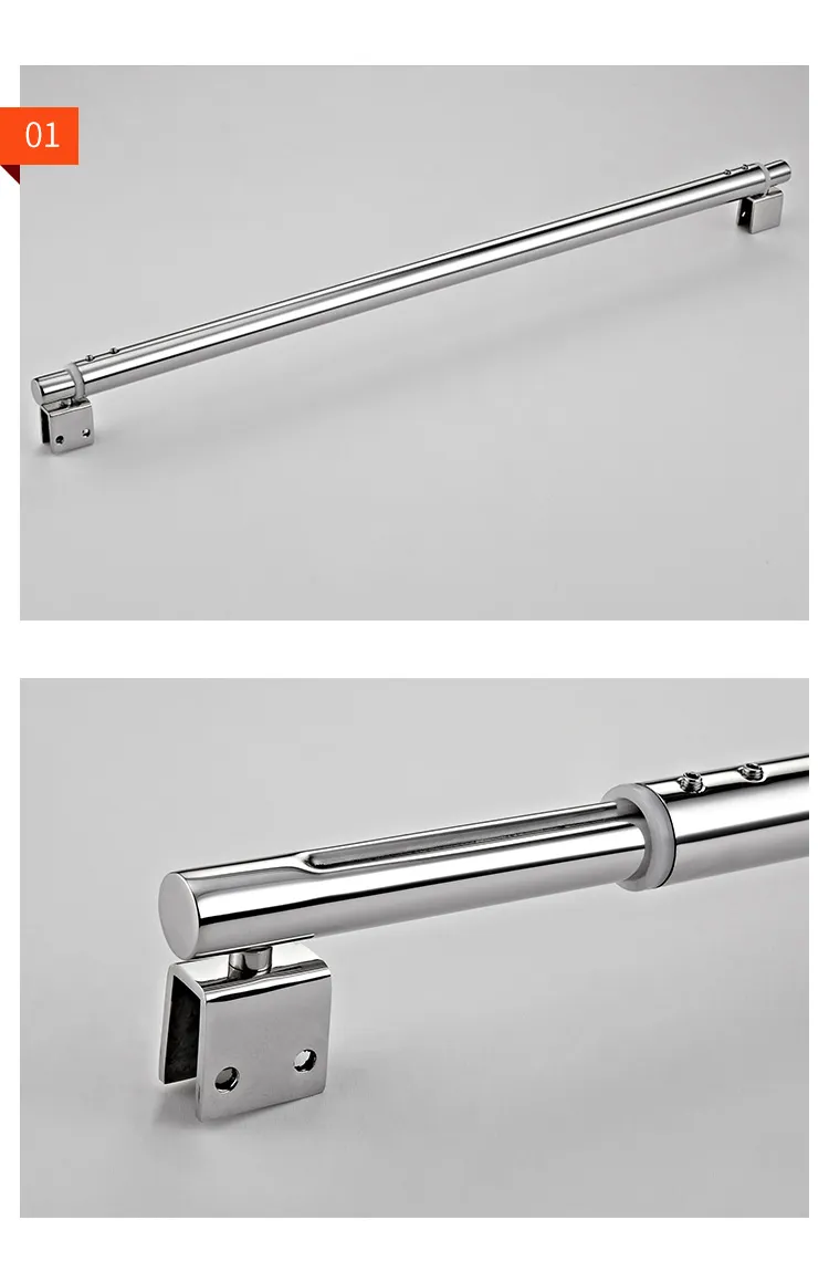 800-1200mm Bathroom Glass Support Bar Beveled Clip Shower Accessories