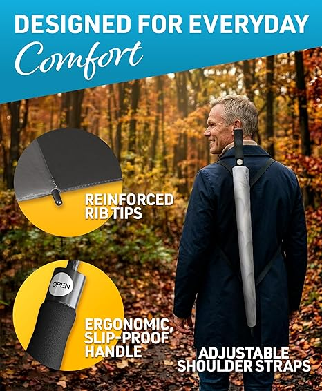 Custom Logo Golf Umbrella 62 Inch Windproof, Extra Large Auto Open, Double Canopy, Heavy Duty Rain Protection for Golf