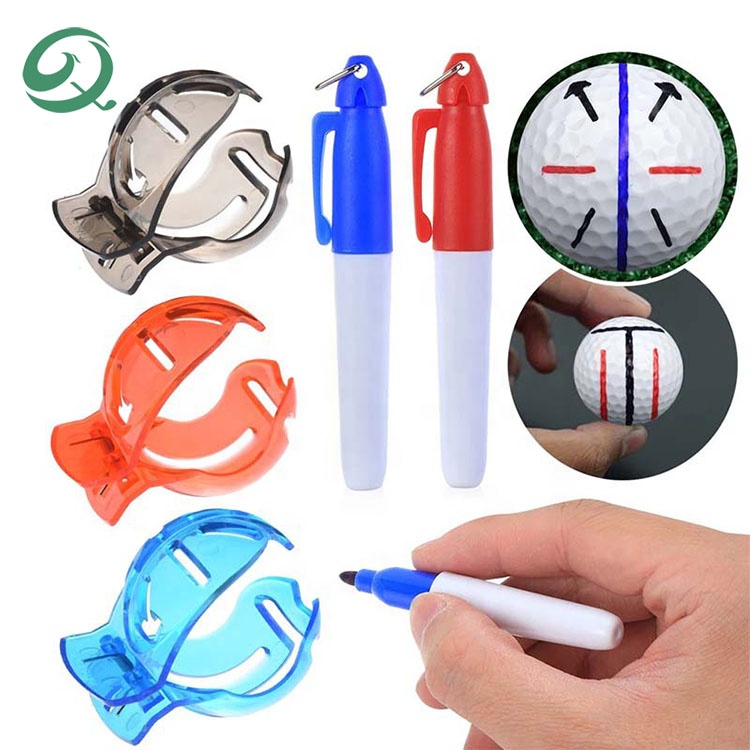 Cheap Price Custom Plastic Golf Ball Line Marker Ball Marking Kit Golf Ball Putting Clip Template Alignment Tool with Pens