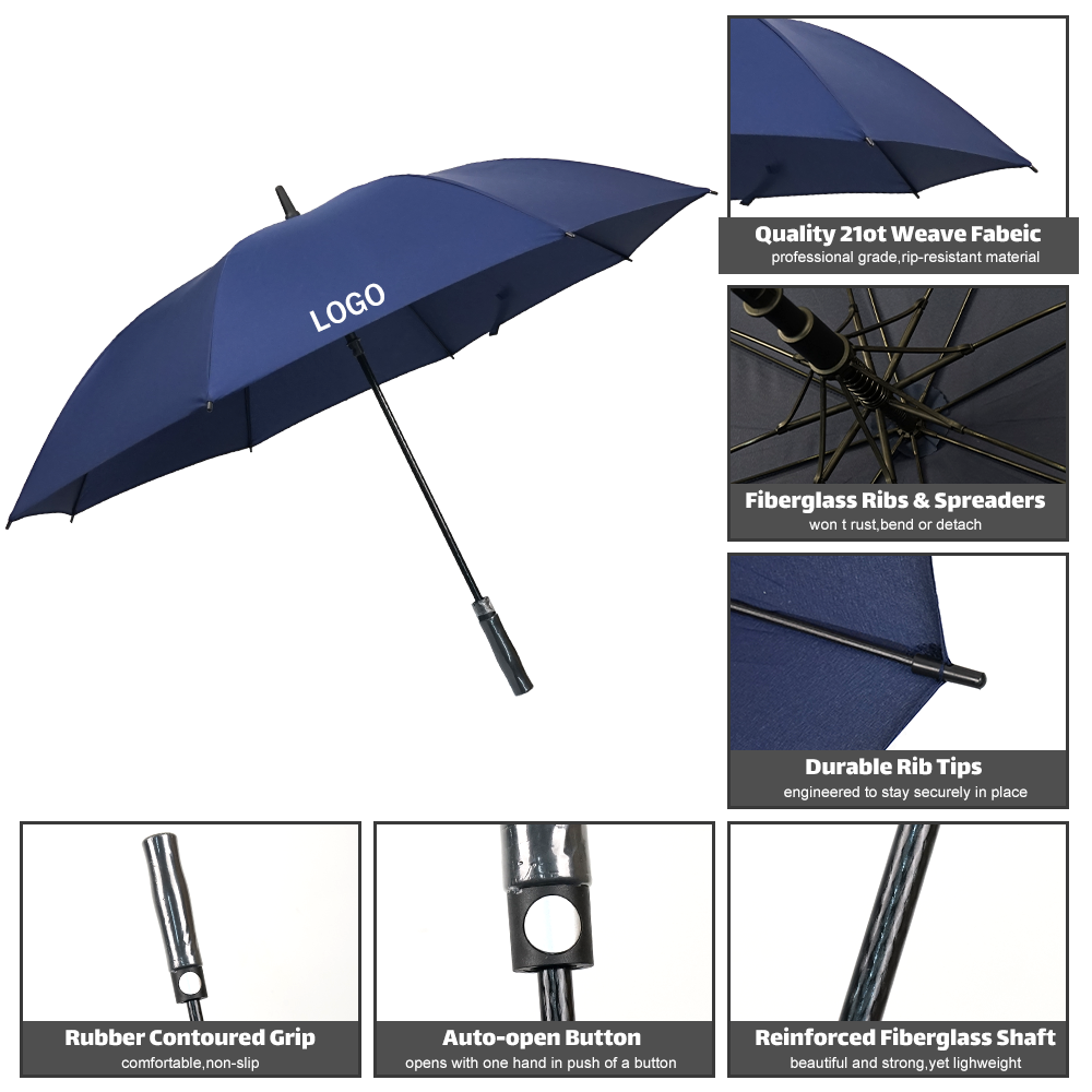 Custom Logo Large Golf Umbrella Automatic Wholesale Windproof Protection Umbrella Double Layer Branded Golf Umbrellas