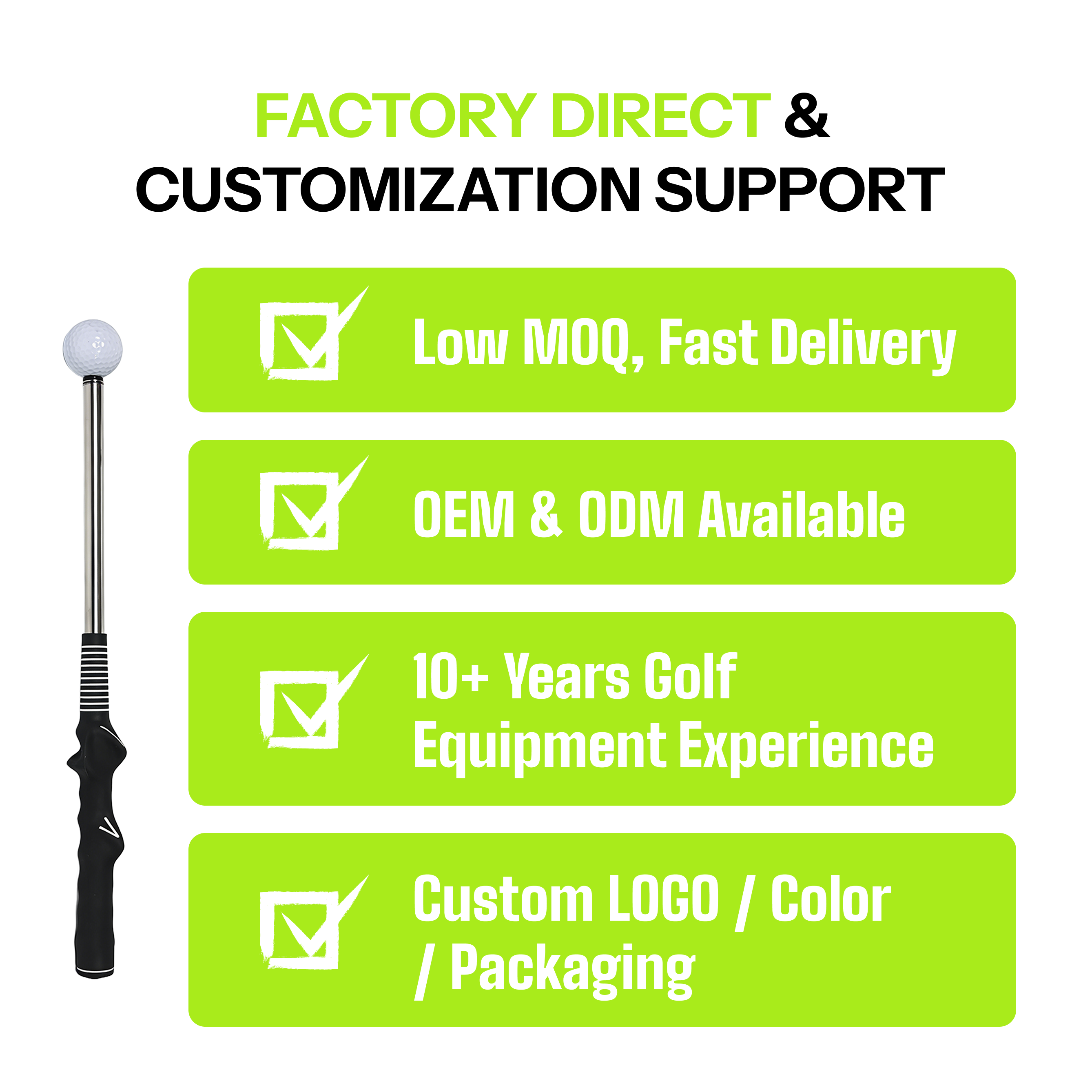 Factory Wholesale Adjustable Telescopic Lightweight Portable Golf Swing Tempo Trainer Tool Grip Help Golfers Improve Swing