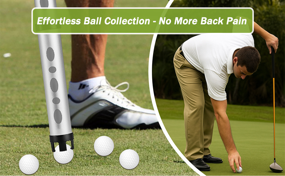 Portable Retractable Golf Ball Retriever Aluminum Alloy Ball Picker Upper Tube Collector for 20 Balls