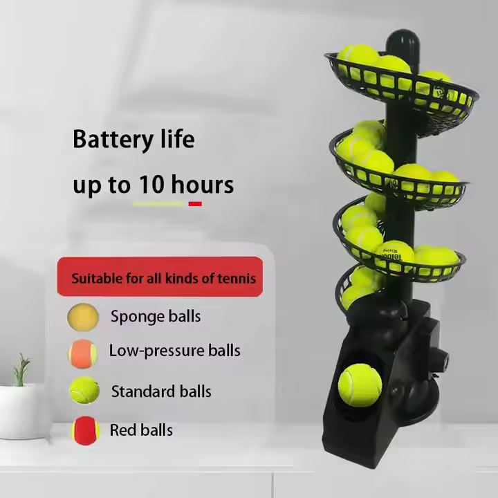SHAREWELL TS-02 Portable Tennis Ball Serving Machine ABS and PP 6+1 Sections Shuttlecock Launcher with 25 Training Balls