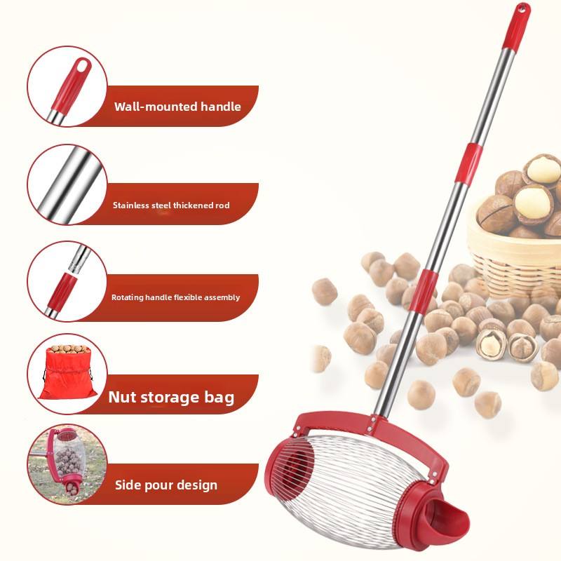 Industrial Grade Stainless Steel Inverted Nut Collector Walnut Picker Chestnut Golf Ball Retriever OEM Ergonomic Tool