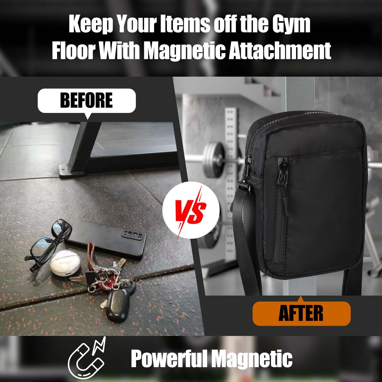 Magnetic Gym Bag for Men Women Small Gym Bag for Women and Men Water Bottle Holder for Gym Golf Tee Pouch Work and Sports