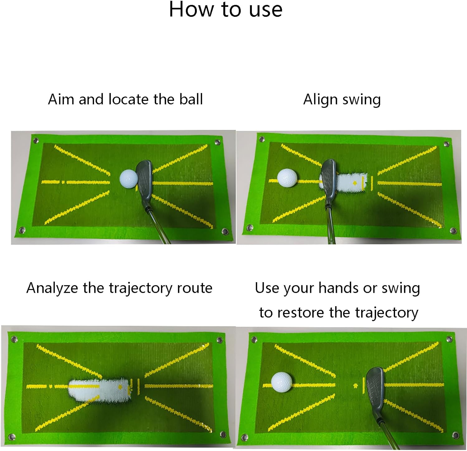 Premium Rubber Golf Swing Training Mat Swing Detection Pro Path Feedback Ball Impact Analysis for Indoor/Outdoor Use 24x49cm
