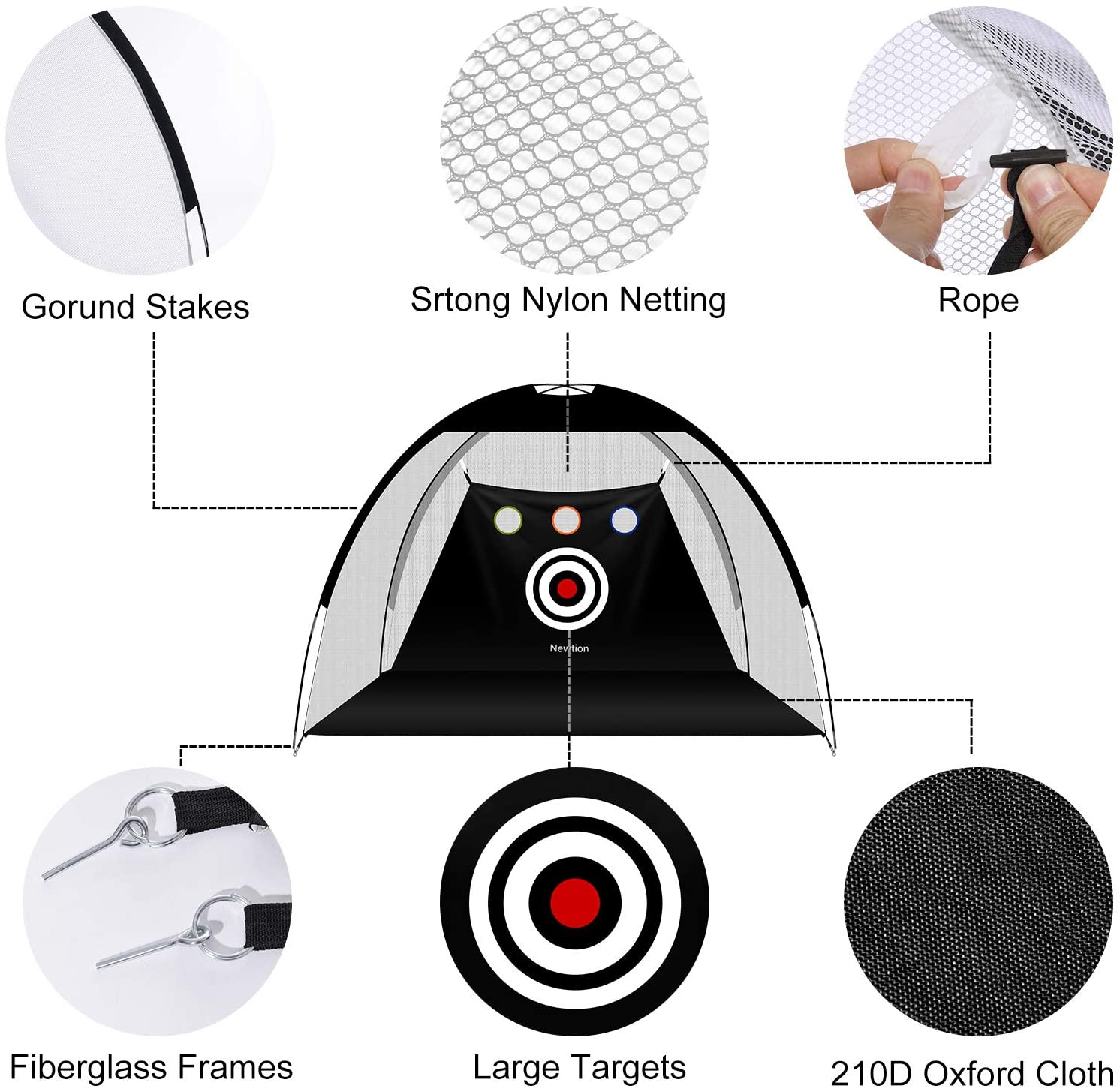 Indoor/Outdoor Training Golf Hitting Net with Target Practical Chipping Practice Net