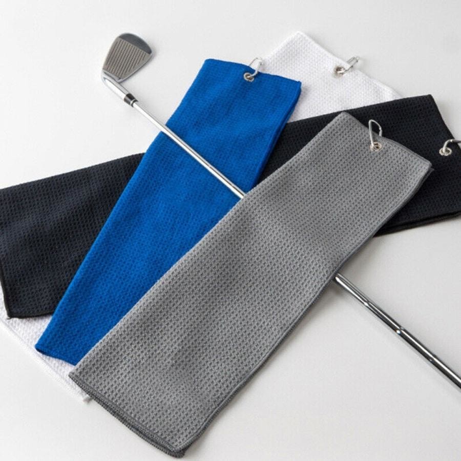 Microfibre Golf Towel, with Mountaineering Buckle Waffle Golf Towel Hook and Ring Buckle Fastener Convenient Golf Cleaning Towel