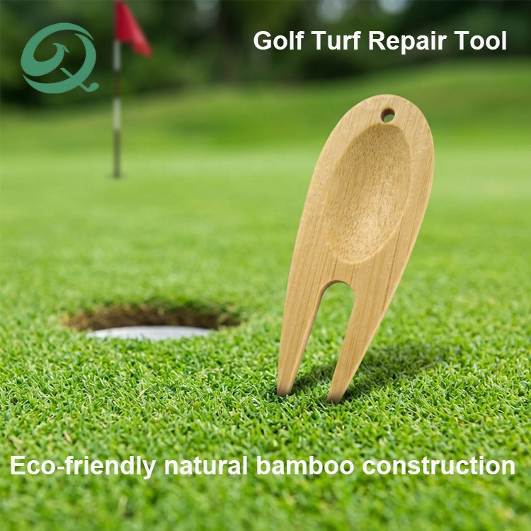 New Golf Accessory Eco-Friendly Bamboo Golf Divot Tool Marker Custom Logo Golf Divot Repair Tool Portable Lawn Maintenance Fork