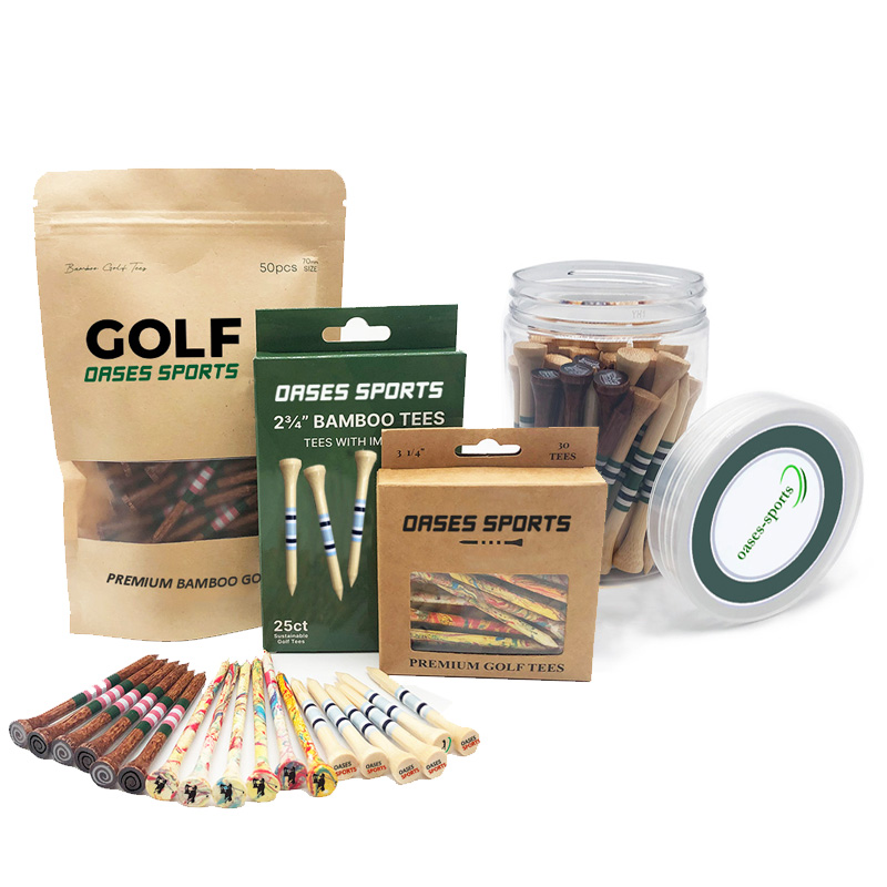 Quality Golf Tees Manufacturer Custom Kraft Paper Bag Packaging Unbreakable Hardwood Bamboo Peg Golf Tees