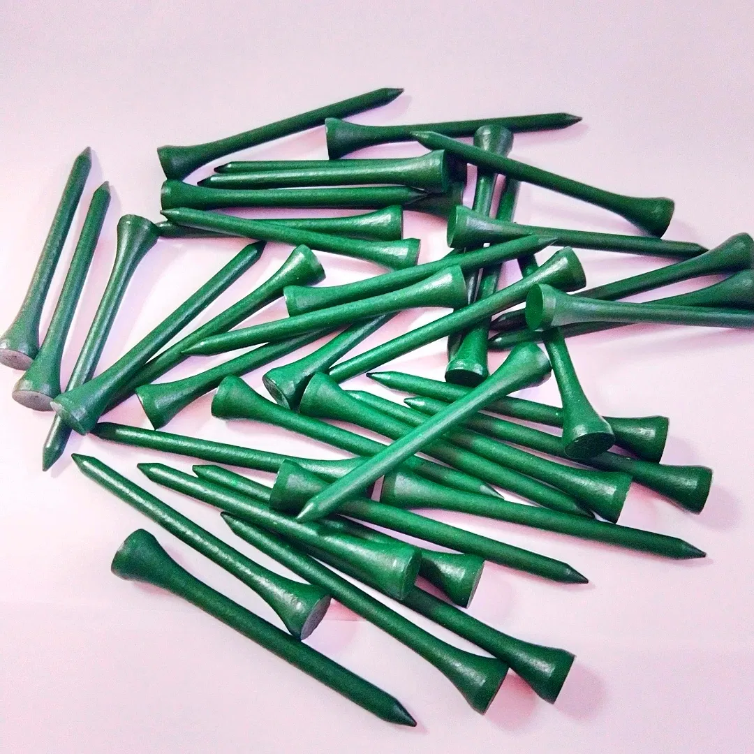Gold Golf Tees - Custom Wood Golf Tee Holder, Custom Logo Dark Green Golf Tee Accessories