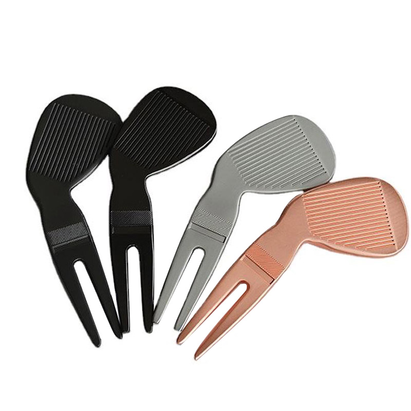 Dongguan Custom Personalised Golf Divot Tools Jett Black Plated Wedge Divot Repair Tool Golf Promotional Pitchfork