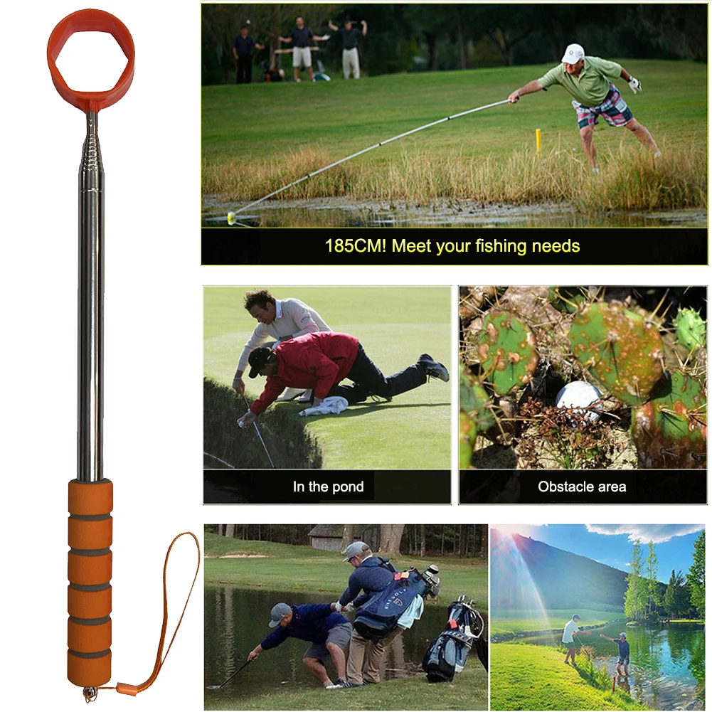 8.86 FT Stainless Ball Retriever Tool Telescopic Golf Ball Retriever Claw Sucker Tool Extendable Golf Ball Retriever for Golfer