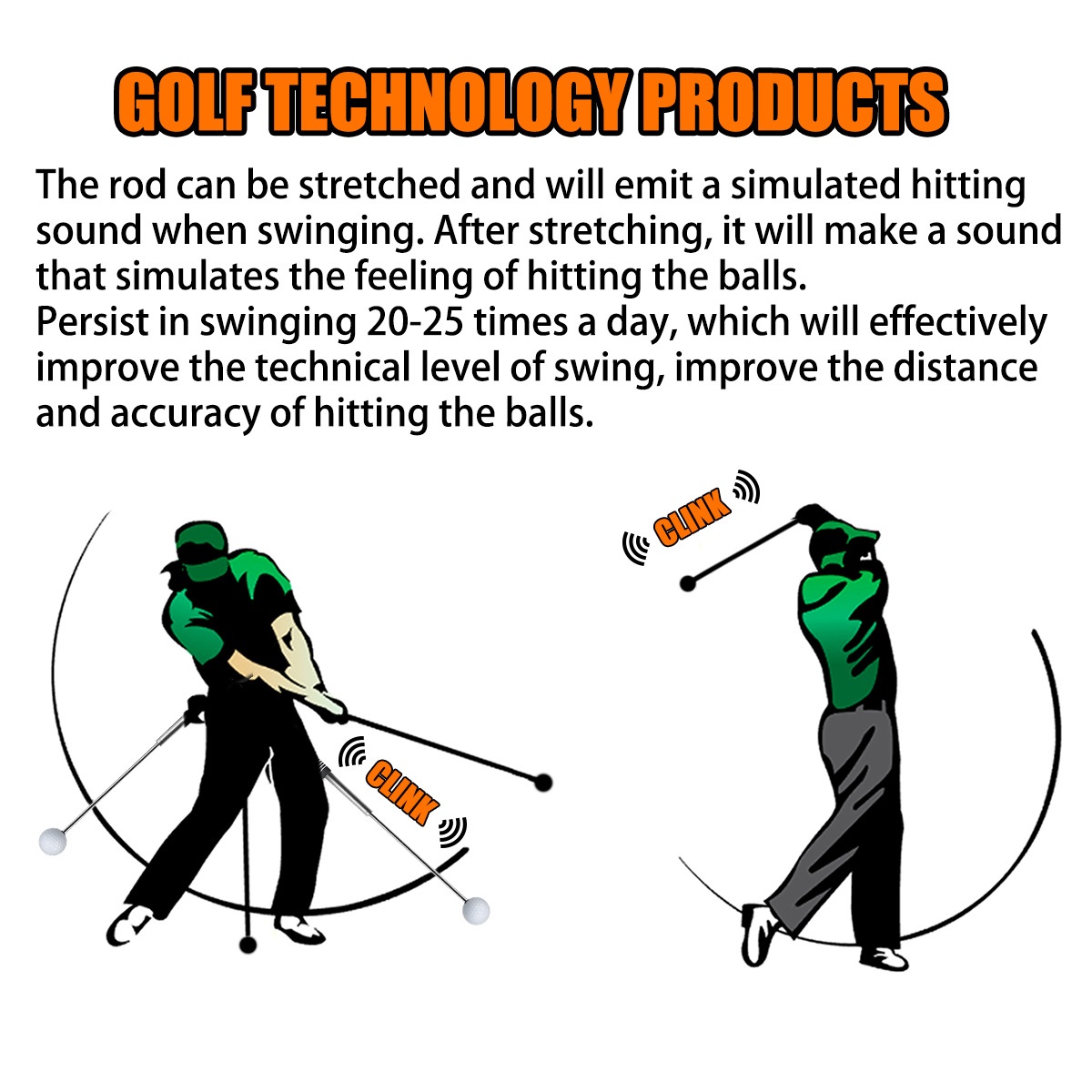 OEM ODM Golf Telescopic Swing Trainer Sound Impact Stick Rhythm Trainer Swing Practice Stick