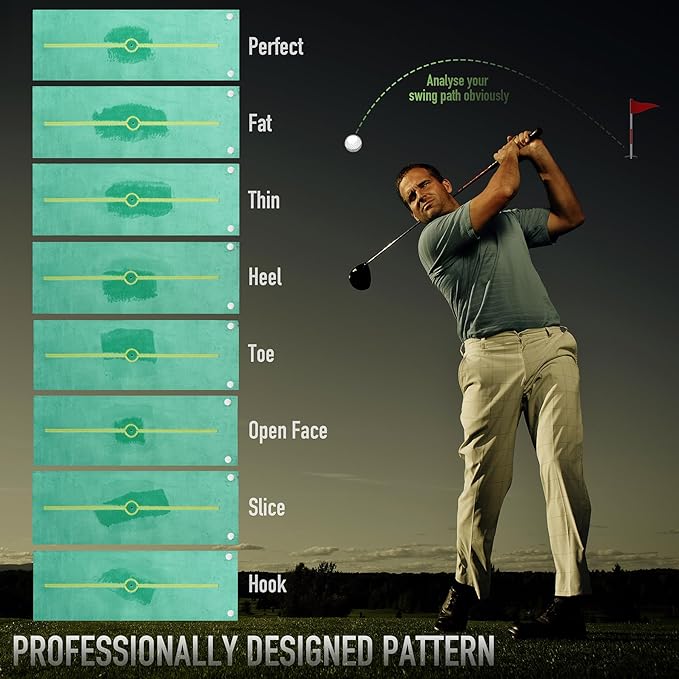 Swing Path Feedback Golf Putting Mat Instant Divot Impact Board with Record Detection Trainer Equipment Gift for Golfers
