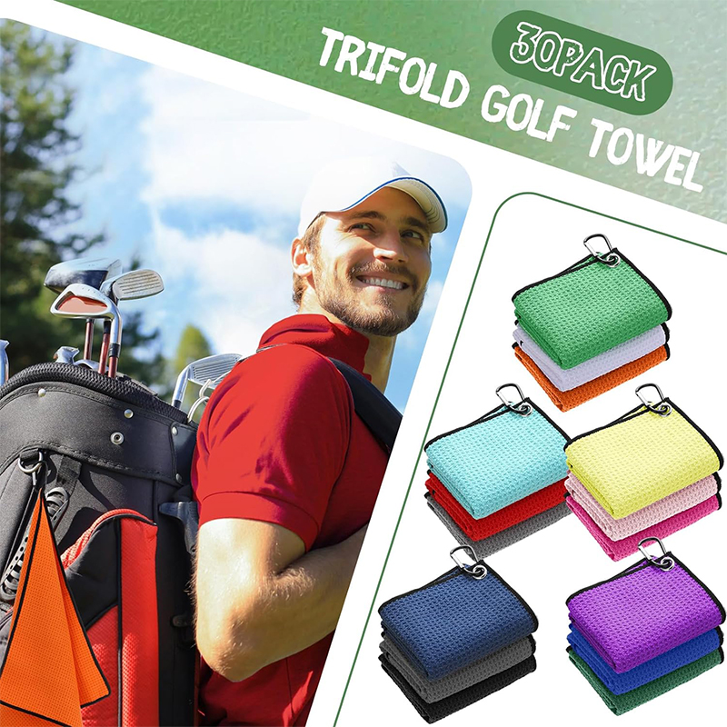 Custom Logo Embroidered Microfiber Magnet Golf Club Cleaner Colorful Magnetic Waffle Golf Towel Golf Accessories