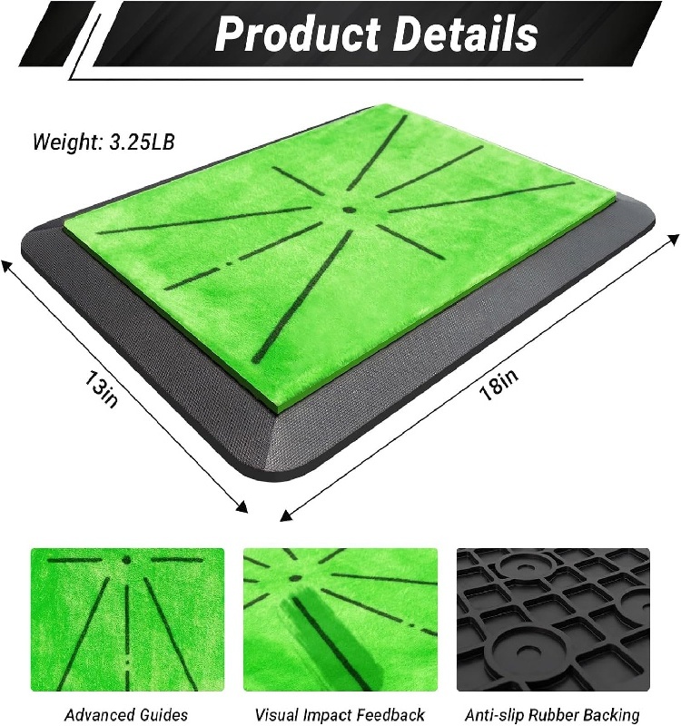 Real Time Swing Feedback Trainer Strike Training Aid Turf Driving Impact Pad Golf Hitting Mat with Divot Board