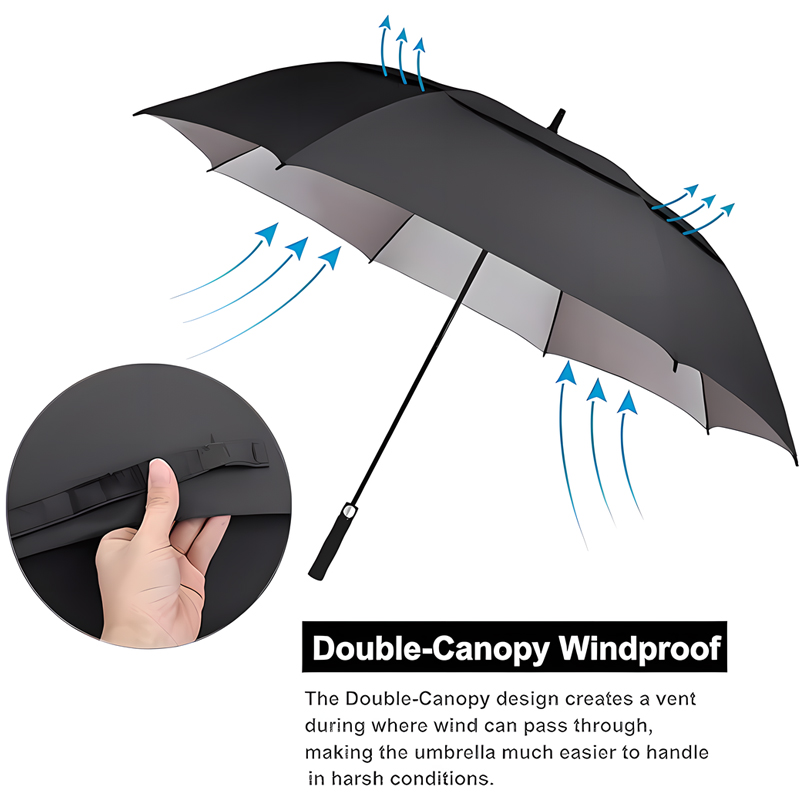 Hot Sale 135cm Large Uv Umbrella protection Windproof Waterproof Double Layer Automatic Open Business Golf Umbrella for Sun Rain