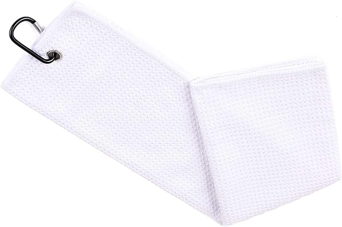 Microfibre Golf Towel, with Mountaineering Buckle Waffle Golf Towel Hook and Ring Buckle Fastener Convenient Golf Cleaning Towel