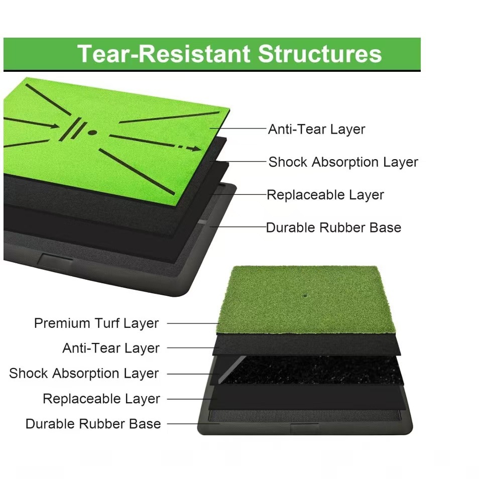 Golf Swing Path Feedback Mat with Velvet Impact Surface Practice Hitting Mat Traces Trajectory for Indoor Outdoor Training