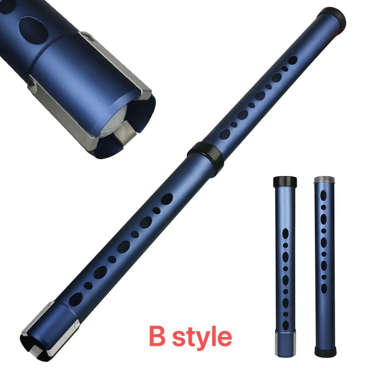 Aluminum Alloy Golf Ball Shag Tube Detachable Golf Ball Retriever Portable Golf Ball Collector Pick up Tool
