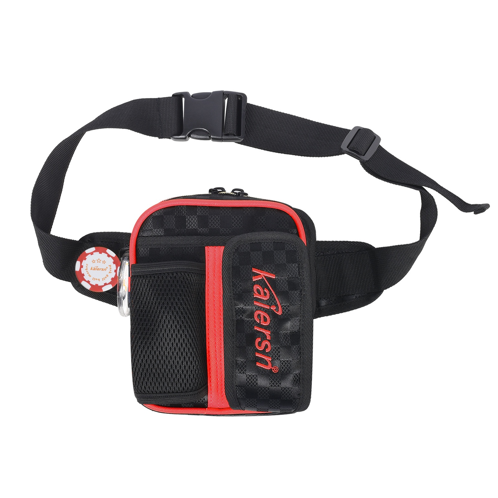 Lightweight Durable PVC Park Golf Waist Bag Zipper Closure Water Bottle Holder Ball Pouch Phone Pocket Club Hook Carry Two Balls