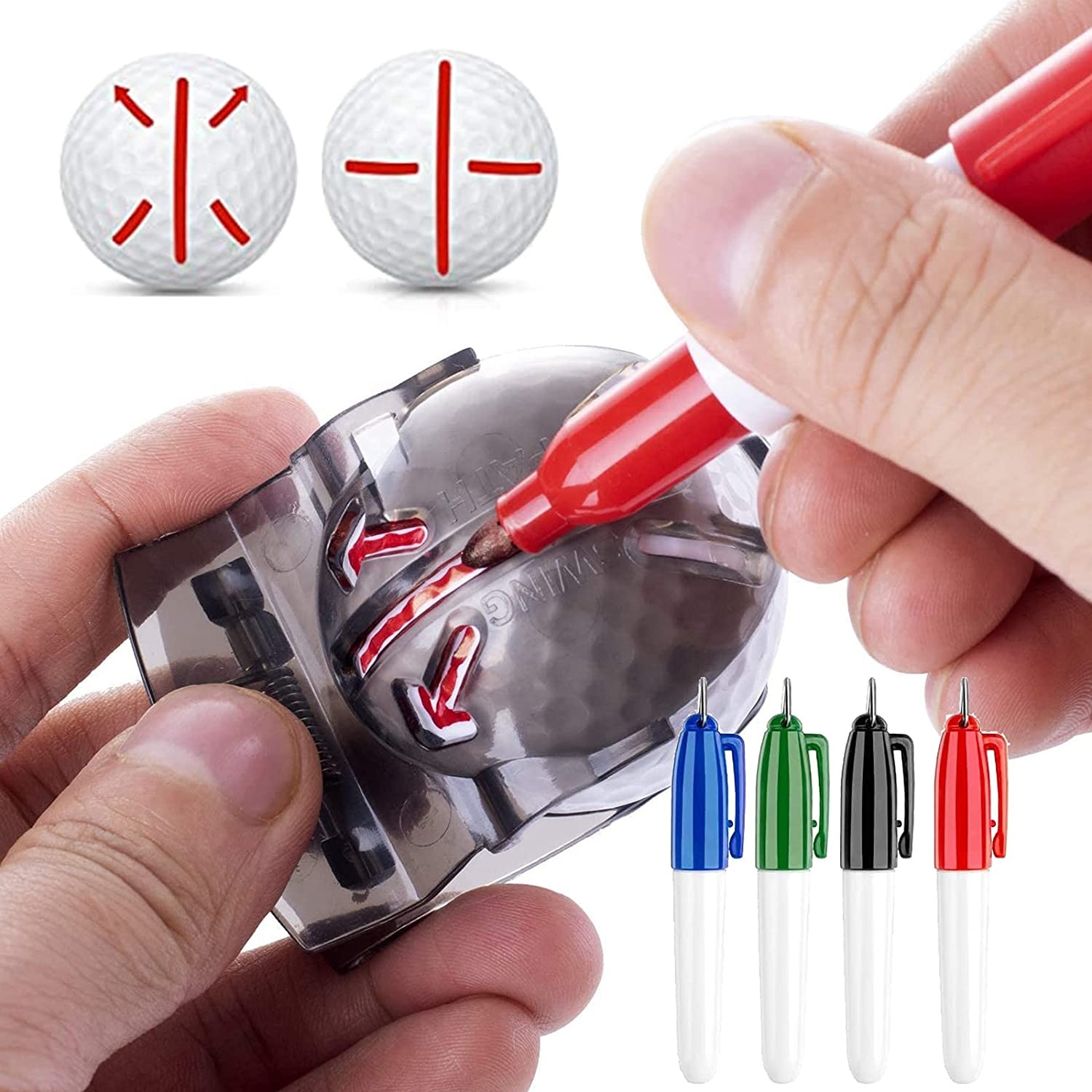 OEM Golf Ball Line Marker Drawing Tool With Pens Set Template Alignment Putting Marking Liner Tools Golf Training Accessories