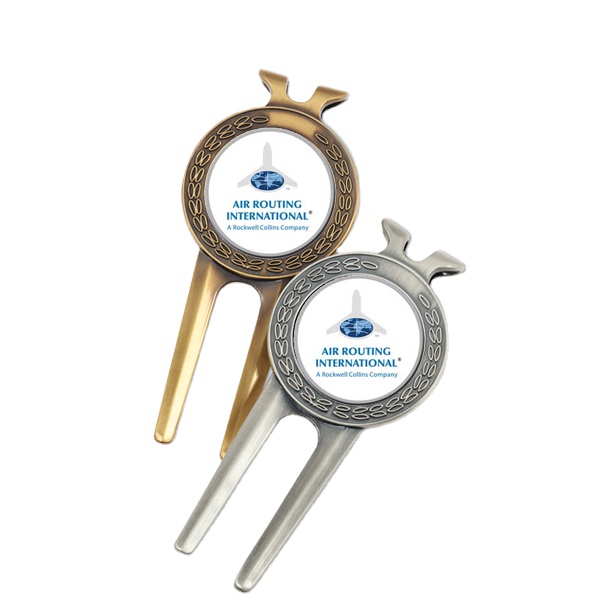Factory Wholesale Zinc Alloy Golf Divot Tool Pitch Forks Golf Divot Repair Tools Blank Metal Ball Marker OEM logo
