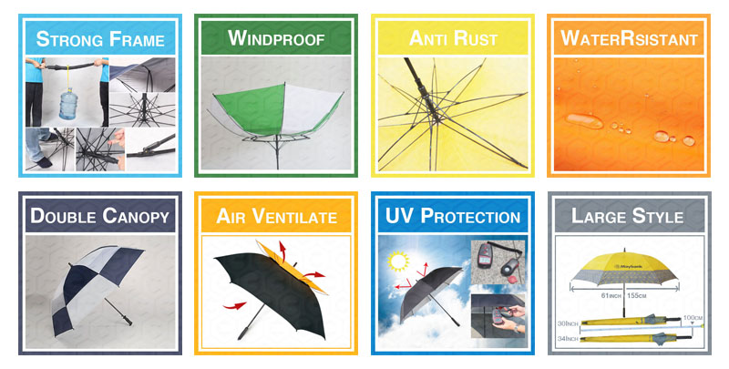 Double Layer Windproof 68-inch Oversize Windproof Golf Umbrella