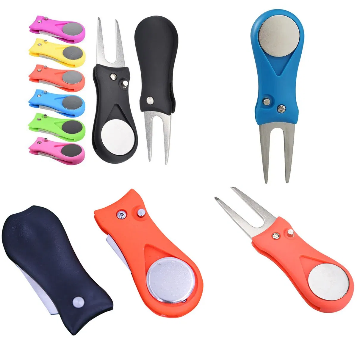 Foldable Golf Divot Repair Fork Ball Marker and Tool Accessories