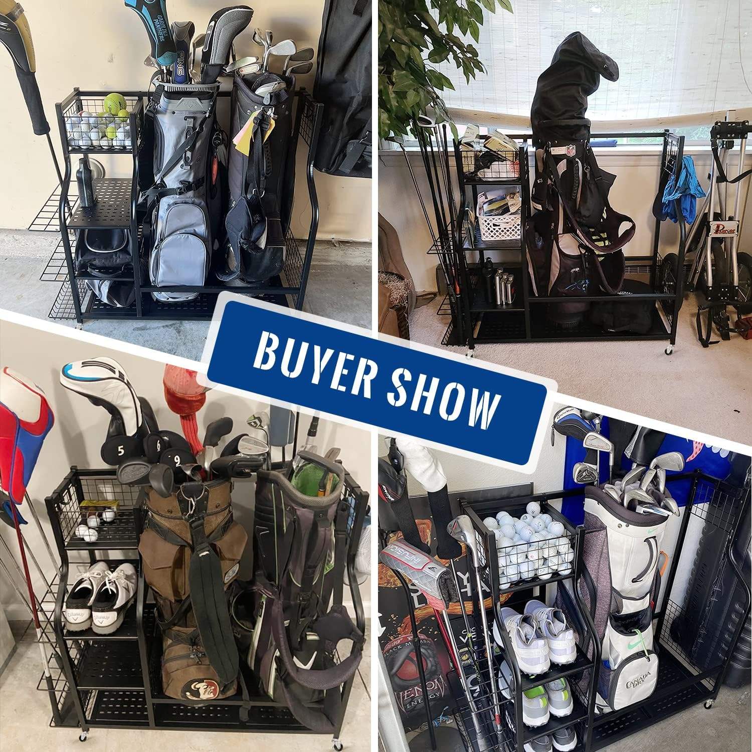 Golf Storage Garage Organizer, Golf Bag Storage Stand and Other Golfing Equipment Rack, Extra Storage Rack for Golf Club