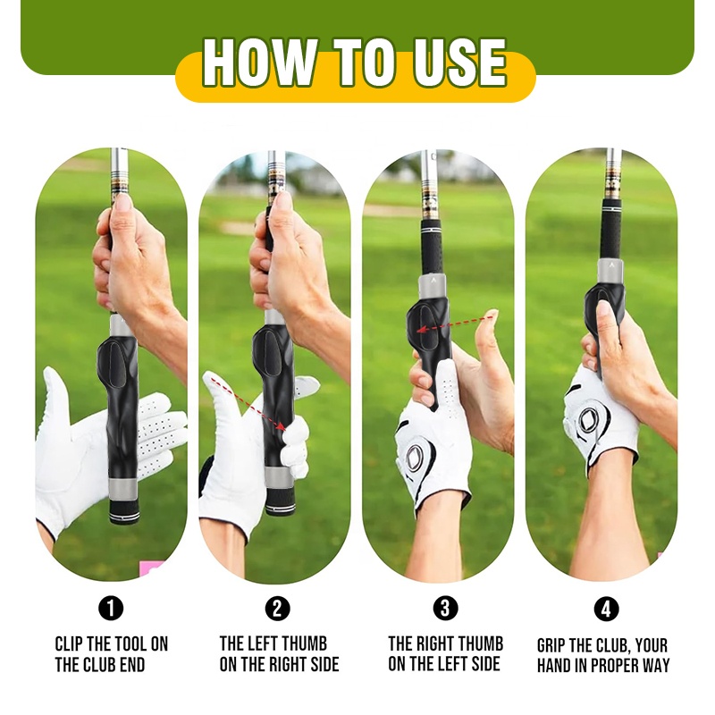 Clip-On Golf Grip Trainer Anti-Slip Portable Golf Swing Corrector Golf Training Aid Attachment for Improving Hand Positioning