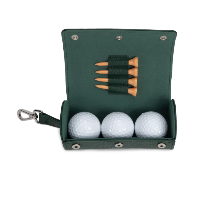 Golf Ball Pouch Holds 3 Golf Balls &amp; 4 Tees Waterproof PU Leather Golf Travel Case Set for Golfers