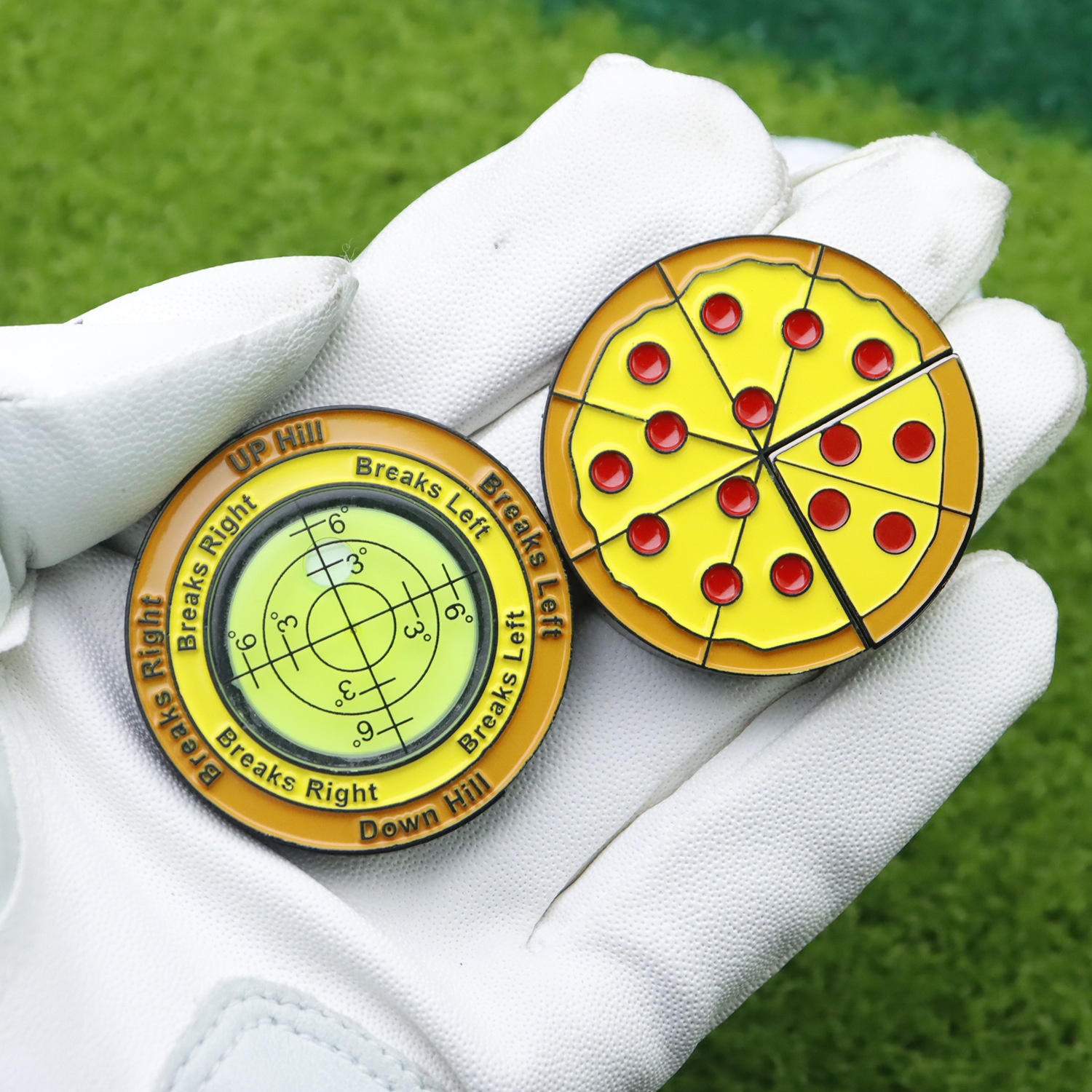 Professional Golf Ball Marker with Slope Level Dual Sided Green Zinc Alloy Alignment Tool Golf Accessories for Accurate Putting