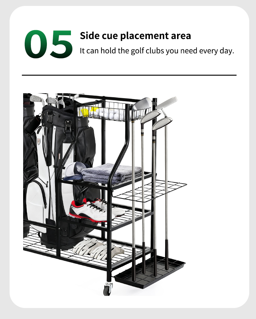 Golf Bag Club Holder Rack Accessories Shelves Ball Storage Stand Golf Bag Storage Rack for Garage