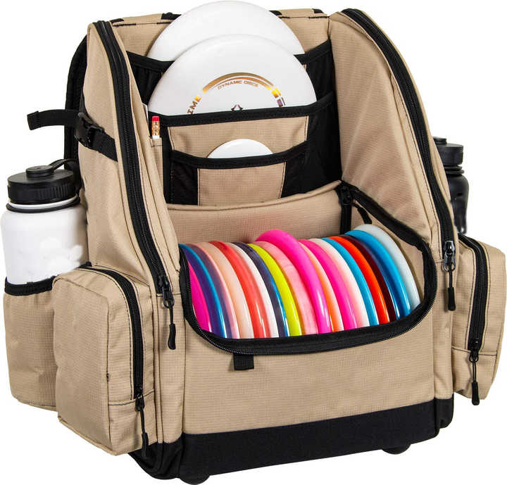 Backpack Grip Disc Golf Bag 20 Disc Capacity Two Deep Storage Pockets Two Water Bottle Holders Frisbee Disc Golf