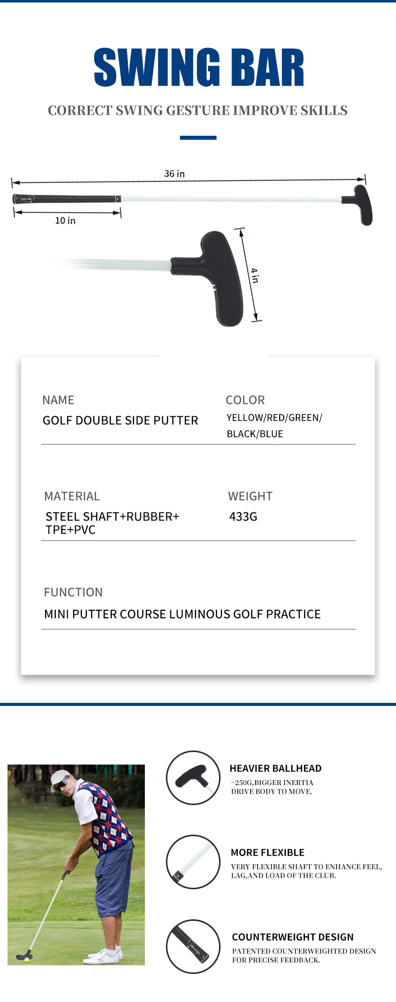 Golf Swing Training Aid Double Sides