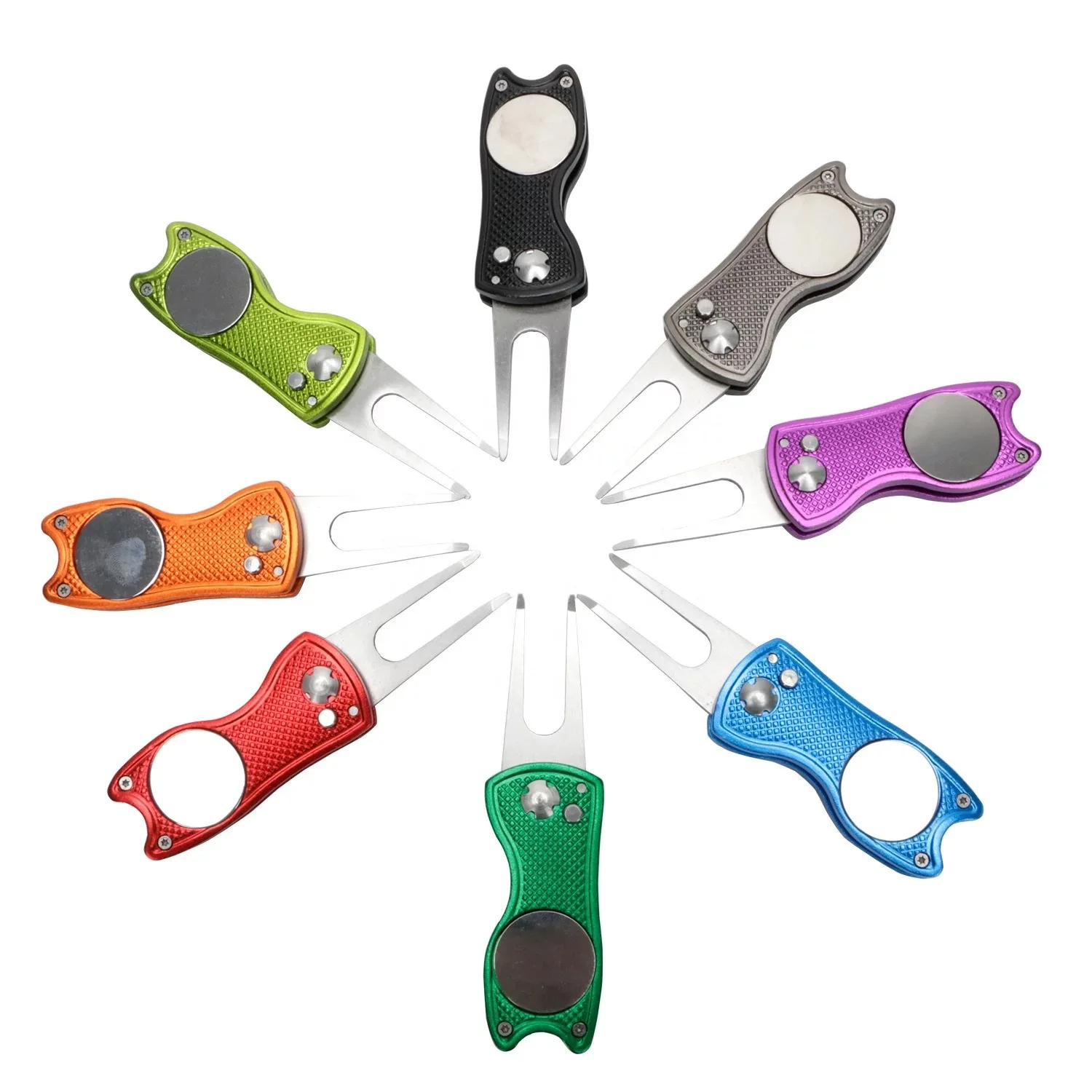 Foldable Stainless Steel Golf Repair Tool with Magnetic Pop-Up Ball Marker Divot Essential Accessory for Golf Clubs